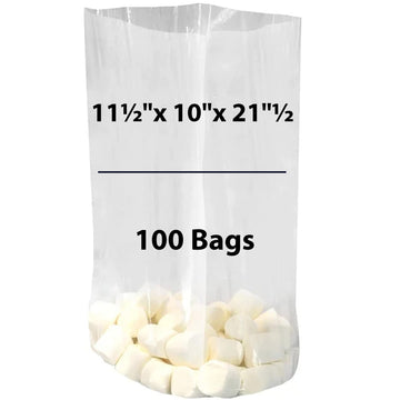 LDPE 1 mil 11.5" X 10" X 21.5" Clear Gusseted Poly Bags 100 Bags